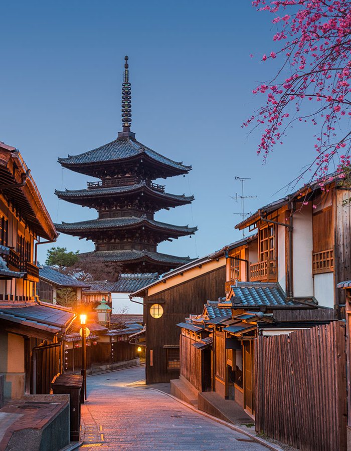 Kyoto Japan Pagoda And Street At Twilight YBZNVYE E1739126535560